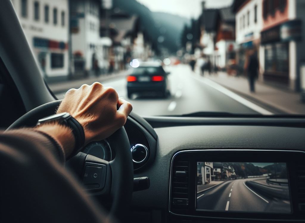 Acar riving on a road